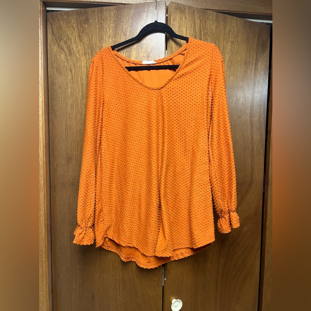 Long sleeve Swiss dot blouse